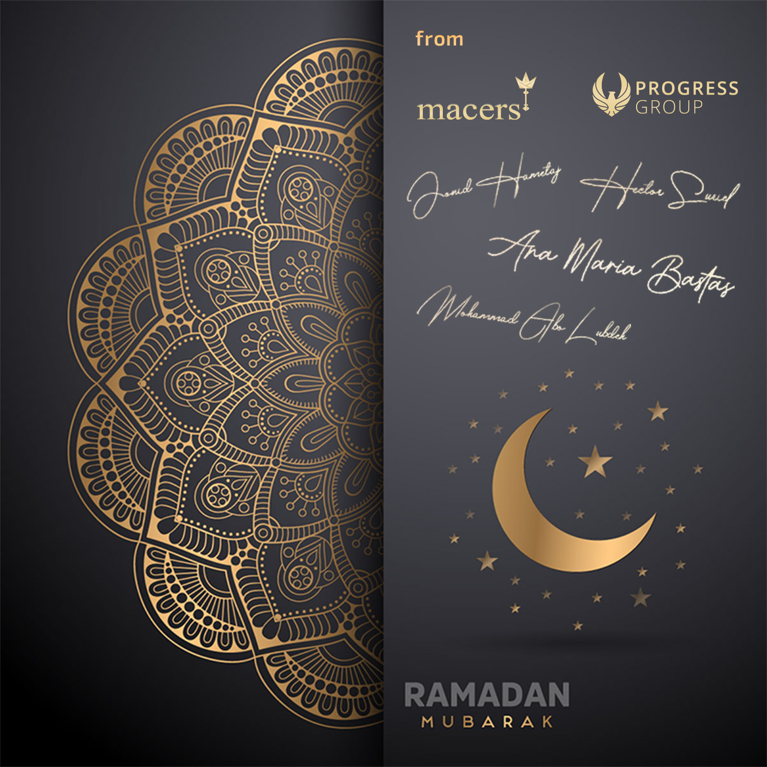 Progress Group Macers Ramadan Mubarak 2021 Card wishing everyone Ramadan Mubarak